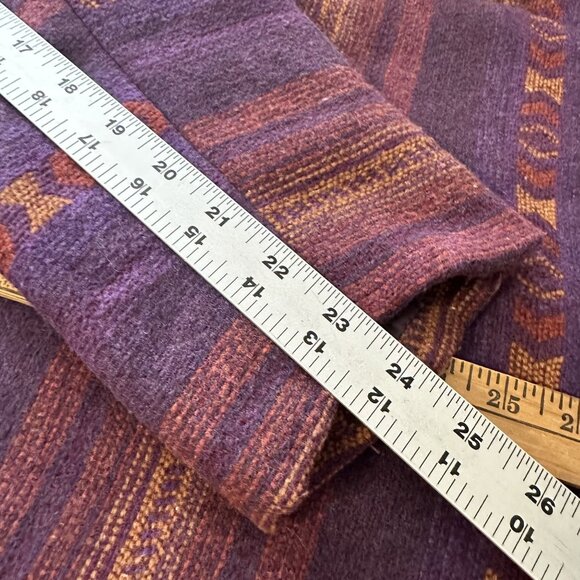 Womens Aztec Print Purple & Orange Striped Jacket Coat 1X Pockets Western Button - Picture 8 of 15